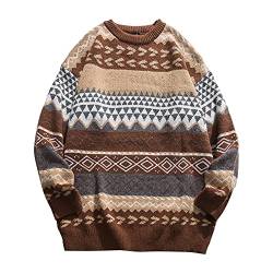 yiouyisheng Winterpullover Herren Strickpullover Herren Pullover Langarm Rundhals Pulli Herren Herbst Winter Weihnachten Strick Langarmshirt Vintage Männer Jumper Lässiger Y2K Sweater von yiouyisheng