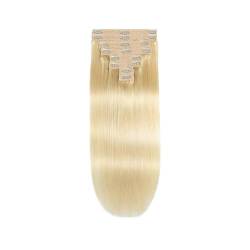 Haarverlängerungen Clip-in-Haarverlängerungen, echtes Echthaar, 40,6–61 cm, blond, 100% Remy-Echthaar, weich, seidig, glatt, for Damen, 8 Stück, 18 Clips, eine Packung (#613) Haarstücke (Size : 20in von yixinzi-2024