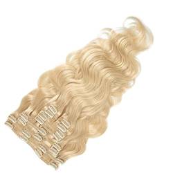 Haarverlängerungen Full Head Wellig Clip in Haarverlängerungen Remy Brasilianisches Echthaar Haarteile 10 Stück Körperwelle Real Natural Clip in Echthaarverlängerungen for Frauen Haarstücke (Color : von yixinzi-2024