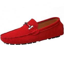 yldsgs Flache Loafer für Herren Wildleder Slip-on Kleid Fahren Mokassins Casual Bootsschuhe, rot, 43 EU von yldsgs