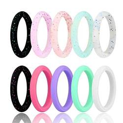 yomoe Silikon Ehering, Frauen Silikon Ring Band, 10er Pack Paar Silikon Sport Ring (Größe 5) von yomoe