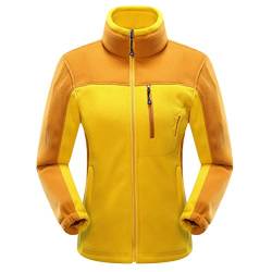 youjia Damen Outdoor Fleecejacken Weiche Atmungsaktive Übergangsjacke, Voller Reißverschluss Winddicht Polar Fleece Jacke - Gelb, 3XL von youjia