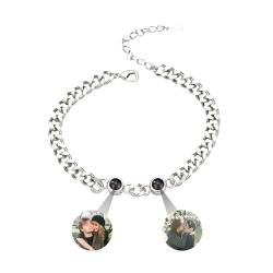 yrozvw Benutzerdefinierte Foto Armbänder,Personalisierte Herz Projektion Armbänder mit Bild innen,Customized Kreis Foto Armbänder 100 Sprachen Ich liebe dich Armband Geschenke für Frauen Weihnachten von yrozvw