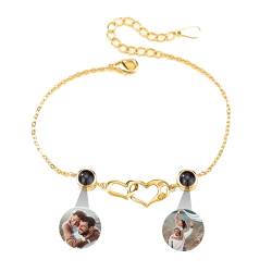 yrozvw Benutzerdefinierte Foto Armbänder,Personalisierte Herz Projektion Armbänder mit Bild innen,Customized Kreis Foto Armbänder 100 Sprachen Ich liebe dich Armband Geschenke für Frauen Weihnachten von yrozvw