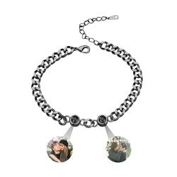 yrozvw Benutzerdefinierte Foto Armbänder,Personalisierte Herz Projektion Armbänder mit Bild innen,Customized Kreis Foto Armbänder 100 Sprachen Ich liebe dich Armband Geschenke für Frauen Weihnachten von yrozvw