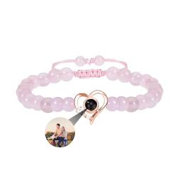 yrozvw Personalisierte Foto Armbänder, benutzerdefinierte Bild Projektion Armbänder, Matching Armbänder mit Bild innen, Kristall Achat Weiß Türkis Armbänder für Paare Geburtstag Weihnachten Geschenke von yrozvw