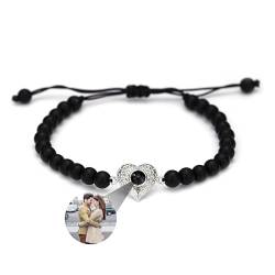 yrozvw Personalisierte Foto Armbänder, benutzerdefinierte Bild Projektion Armbänder, Matching Armbänder mit Bild innen, Kristall Achat Weiß Türkis Armbänder für Paare Geburtstag Weihnachten Geschenke von yrozvw