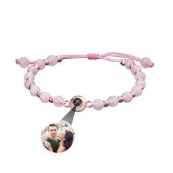 yrozvw Personalisierte Foto Armbänder, benutzerdefinierte Bild Projektion Armbänder, Matching Armbänder mit Bild innen, Kristall Achat Weiß Türkis Armbänder für Paare Geburtstag Weihnachten Geschenke von yrozvw