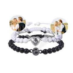 yrozvw Personalisierte Foto Armbänder benutzerdefinierte Bild Projektion Herz Armbänder mit Bild innen Matching Armbänder für Paare 100 Sprachen Ich liebe dich Armbänder für Männer/Frauen von yrozvw