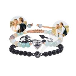 yrozvw Personalisierte Foto Armbänder benutzerdefinierte Bild Projektion Herz Armbänder mit Bild innen Matching Armbänder für Paare 100 Sprachen Ich liebe dich Armbänder für Männer/Frauen von yrozvw