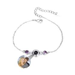 yrozvw Personalisierte Foto Armbänder benutzerdefinierte Projektion Armbänder mit Bild innen Customized Birthstone Armband 100 Sprachen Ich liebe dich Armband Geschenke für Frauen Weihnachten von yrozvw