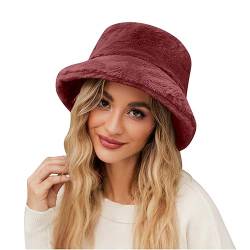 WintermüTzen FüR Frauen Weich Kunstpelz Flauschige Bucket Hat Winter Warme Anglerhut Damen PlüSch Eimer Hut Einfarbig/ Leopardenmuster Fischerhut Kappe Vintage Faltbar Warme Elegant MüTze FüR MäDchen von yruphome