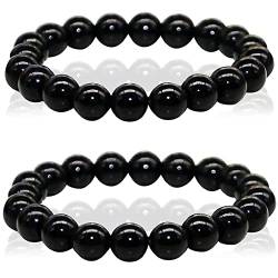 ysister Anti-Schwellung Schwarzer Obsidian Fußkette,2 Stück,Obsidian Fußkette Abnehmen,Schwarzer obsidian fußkette,lymphdrainage Verstellbares Obsidian-Fußkettchen für Männer/Frauen-8MM von ysister