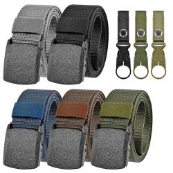 5 Stück Arbeitsgürtel herren, Nylon Canvas Gürtel Herren Verstellbarer,Taktischer Gürtel Keine Metallschnalle mit 3 Flaschenhalter Clip,Gürtel ohne löcher Schneller Pass durch die Flughafensicherheit von yue