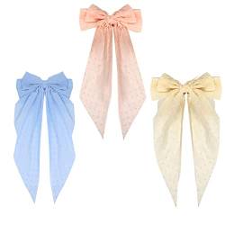 yueton 3 Stück schöne stilvolle große Haarschleifen-Clips Französische Haarspangen Schleife Haarspangen mit langem Schwanz für Frauen und Mädchen von yueton