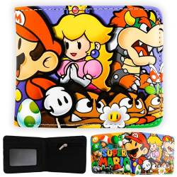 yumcute Geldtasche Kinder, Super Bros Geldbörse Anime Zeichentrick Cartoon Kinder Leder Geldbörse Bi-Fold Gel1dbörse Geburtstagsgeschenk für Cartoon Fans Jungen Mädchen von yumcute