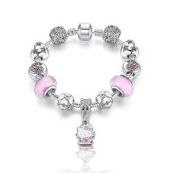 yumcute Kitty Armband, Bracelet Kinderarmband Mädchen Charm Armband Edelstahl Armreif Süßes Rosa Katzenarmband für Geburtstagsgeschenke Weihnachtsgeschenke Geschenk für Mädchen Kinder Frauen von yumcute