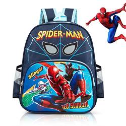 yumcute Spider Kinderrucksäcke Kinder Schultasche, Spider Kinderrucksack Kinder Jungen Schulrucksack Schule Tasche für Schulranzen Kleinkind Kindergarten 3 4 5 6 Jahre - 30cm x 26cm x 10cm (Blau) von yumcute