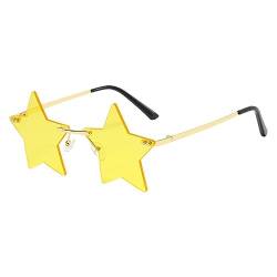 yuwqqoajv Modische Stern Sonnenbrille für Männer und Frauen, einzigartige Persönlichkeitstöne, Gelb von yuwqqoajv