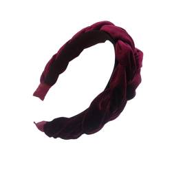 yuwqqoajv Stilvolles Haarband für Mädchen, leichtes und bequemes Haar Accessoire, rutschfestes Stoff Haarband Stirnband, Weinrot von yuwqqoajv