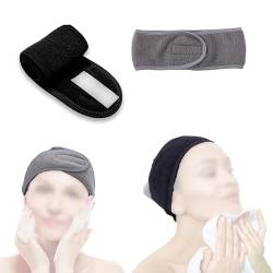 zalati Haarbänder Spa Stirnband Make-up Bänder Verstellbares Handtuch mit Klettverschluss für Kosmetiksport, Yoga Schutz - Schwarz + Grau von zalati