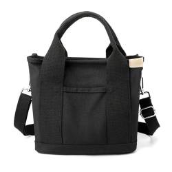 Große Kapazität Frauen Canvas Handtasche Schultertasche Einfache Canvas Tote Bag Rucksack Handtasche Crossbody Bag, Schwarz von zaoalife