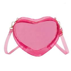 zaoalife Transparente Umhängetasche, süße Herzform, Schultertasche, transparente Tasche für Konzerte, Sportveranstaltungen, Pink, Einheitsgröße von zaoalife
