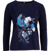 zeitlos T-Shirt zeitlos Damen Langarmshirt Blumen V-Auschnitt Longsleeve Kunst Druck von zeitlos