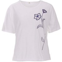 zeitlos T-Shirt zeitlos T-Shirt Damen Kurzarm Stickerei Blüte Rundhals Uni Blume von zeitlos