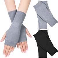 zggzerg Strickhandschuhe 2 Paar Halb Fingerlose Handschuhe, Damen Winter Pulswärmer Handschuhe von zggzerg