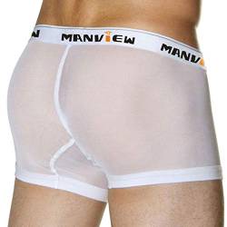 zhandouji Unterwäsche Herren Sexy Mesh Boxer Unterhose Transparent Atmungsaktiv Reizunterwäsche Reizwäsche Bequem Hauchzart Durchsichtig Boxershorts Underwear (White, L) von zhandouji