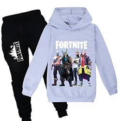 zhaojiexiaodian Sportanzug für Kinder mit 3D-Cartoon-Print,Freizeitpullover für Kinder， Kinder-Hoodie + Hose (DE/NL/SE/PL, Numerisch, 150, Regular, grau) von zhaojiexiaodian