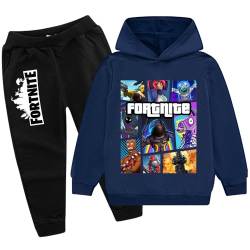 zhaojiexiaodian Sportanzug für Kinder mit 3D-Cartoon-Print,Freizeitpullover für Kinder， Kinder-Hoodie + Hose (DE/NL/SE/PL, Numerisch, 150, Regular, marineblau) von zhaojiexiaodian