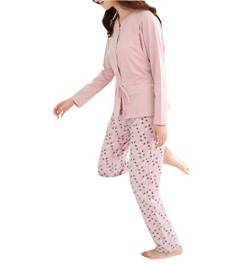Nachtwäsche Damen Umstandspyjama Lang - Schlafanzughose Schlafanzug Set Herbst Winter Warme Langarm (XL) von zhbotaolang