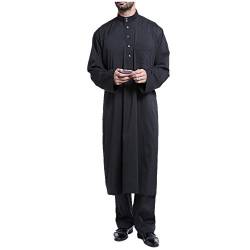 zhbotaolang Herren Middle East Thobe mit Hosen, Casual Dubai Arab Kaftan Kleidung,Schwarz,XXL von zhbotaolang