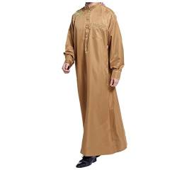 zhbotaolang Moslemische Männer Islamische Abaya Thobe Nahen Osten Stil Bestickte Herrenbekleidung,Braun,XXXL von zhbotaolang