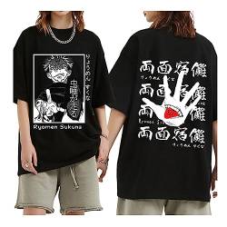 Anime Jujutsu Kaisen Ryomen Sukuna Unisex T Shirt Cartoon Fans Sommer Hip Hop Atmungsaktive T-Shirts (L,Color 01) von zhedu