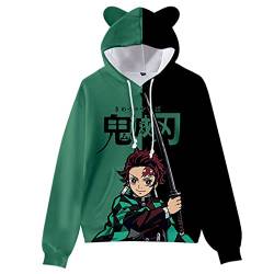 Demon Slayer Cosplay Kostüm Hoodies Süße Katzenohr Sweatshirts 3D Gedruckte Cartoon Anime Mit Kapuze Harajuku Streetwear Kawaii Frauen Hoodie (XXL,Color 04) von zhedu