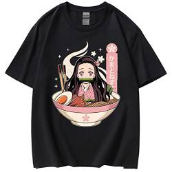 Demon Slayer T-Shirt Unisex Baumwolle Freizeit T-Shirt Kurzarm Japanisch Anime Manga Kamado Nezuko T-Shirt (M,Color 01) von zhedu