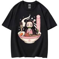 Demon Slayer T-Shirt Unisex Baumwolle Freizeit T-Shirt Kurzarm Japanisch Anime Manga Kamado Nezuko T-Shirt (S,Color 01) von zhedu