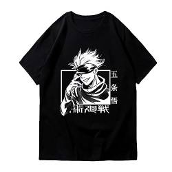 Japanische Anime Jujutsu Kaisen Schwarze T-Shirts Übergroßes Hip Hop Casual College Style Unisex T-Shirt (L,Color 04) von zhedu