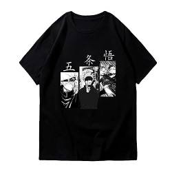 Japanische Anime Jujutsu Kaisen Schwarze T-Shirts Übergroßes Hip Hop Casual College Style Unisex T-Shirt (M,Color 02) von zhedu
