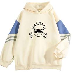 Japanische Jujutsu Kaisen Print Hoodies Unisex Harajuku Cartoon Kordelzug Sweatshirts Herbst Winter Patchwork Streetwear (Color 02,L) von zhedu