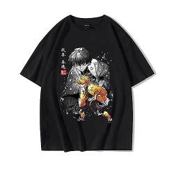 Japanisches Anime Demon Slayer T-Shirt Kimetsu No Yaiba Grafik Kurzarm Übergroßes Unisex Manga Kleidung Top (4XL,Agatsuma Zenitsu) von zhedu