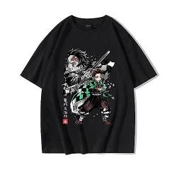 Japanisches Anime Demon Slayer T-Shirt Kimetsu No Yaiba Grafik Kurzarm Übergroßes Unisex Manga Kleidung Top (XL,Kamado Tanjirou) von zhedu