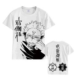 Japanisches Anime Jujutsu Kaisen Kurzarm Ryomen Sukuna T-Shirt Sommer Weiß Soft Crop Top Street Hip Hop Unisex Top Street (L,Color 01) von zhedu
