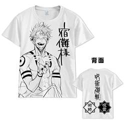 Japanisches Anime Jujutsu Kaisen Kurzarm Ryomen Sukuna T-Shirt Sommer Weiß Soft Crop Top Street Hip Hop Unisex Top Street (L,Color 02) von zhedu