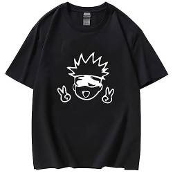 Japanisches Anime Jujutsu Kaisen T-Shirt Gojo Satoru Süßer Print Harajuku T-Shirts Unisex Kurze Ärmel (XXL,Color 01) von zhedu