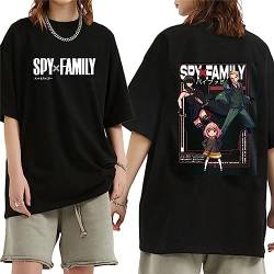 Japanisches Anime Spy X Family T-Shirt Doppelseitiger Druck Harajuku Streetwear Casual Übergroße T-Shirts (M,Color 01) von zhedu