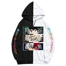 My Hero Academia Pullover Hoodie Neues 3D-Schwarz-Weiß-Sweatshirt Mit Langen Ärmeln Tops Für Männer/Frauen, Cartoon-Element-Hoodie (L,Color 01) von zhedu